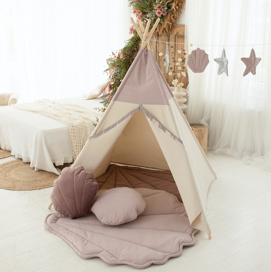 namioty i tipi dla dzieci Namiot tipi Pink Mermaid z matą i poduszką