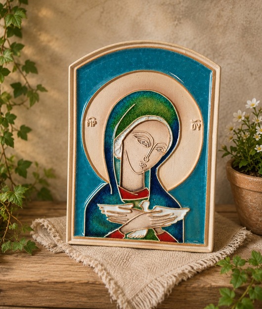 Ozdoby na ścianę Ikona ceramiczna obraz sakralny
