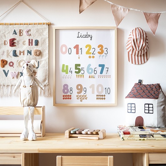 obrazy i plakaty do pokoju dziecięcego PLAKAT, OBRAZEK Montessori liczby 2