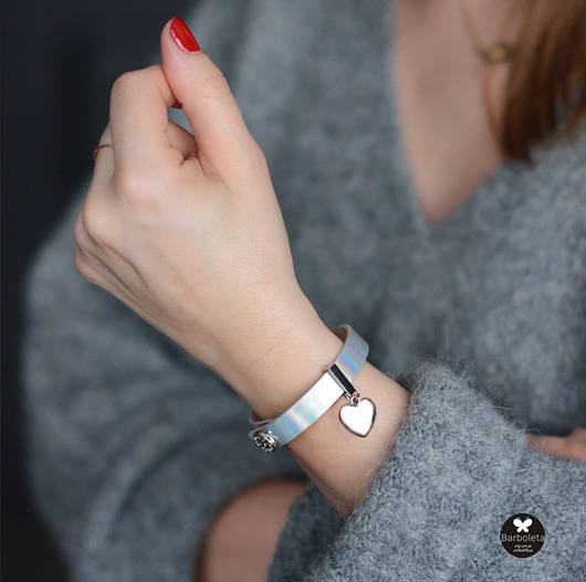 bransoletki skórzane silver/holo  love 17