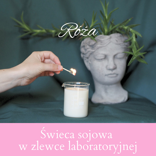 świeczniki i świece Zapachowa świeca sojowa w zlewce laboratoryjnej - Róża