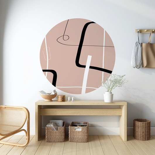 tapety i naklejki ścienne Mural DOTS DANCING LINES-  okrągła dekoracja ścienna