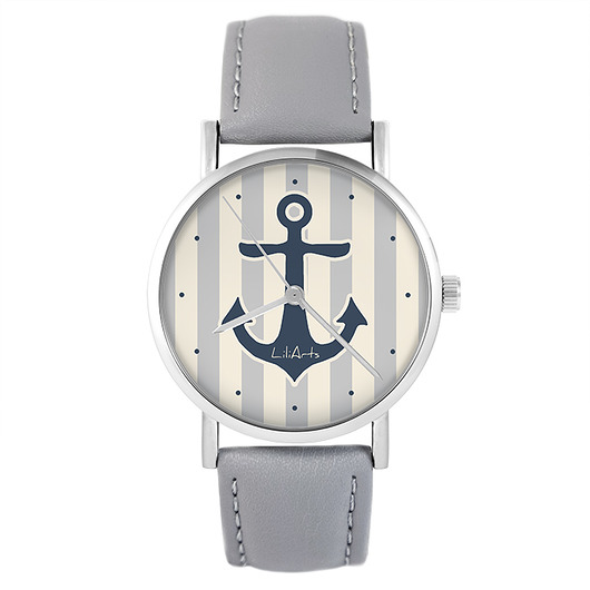 zegarki damskie Zegarek - Kotwica - skóra, szary