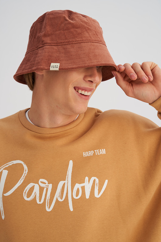 czapki i kapelusze męskie Sztruksowy kapelusz bucket ceglany