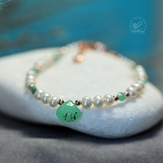 bransoletki z kamieni naturalnych Bransoletka - Kropla Chryzoprazu