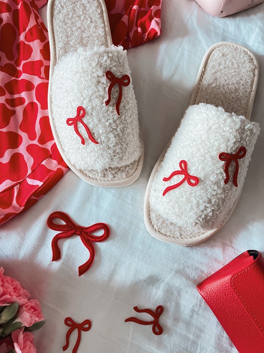 kapcie damskie Kapcie damskie walentynki kokardki