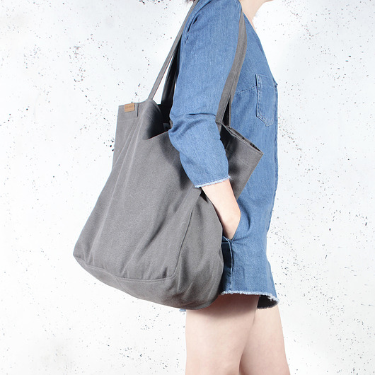 Lazy bag torba grafitowa na zamek / vegan hairoo