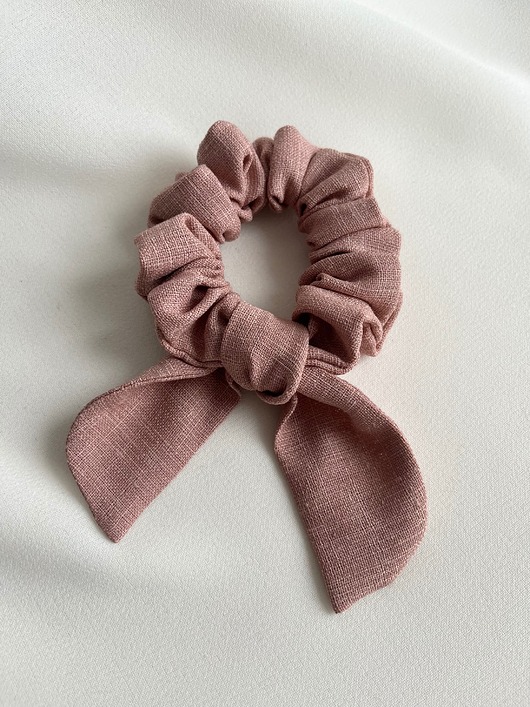 gumki do włosów Lniana scrunchie Andrea z odwiązywanymi uszkami