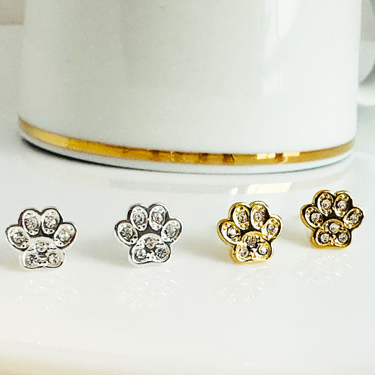 kolczyki pozłacane Kolczyki łapki, psia łapa, koci ślad sztyfty, komunia