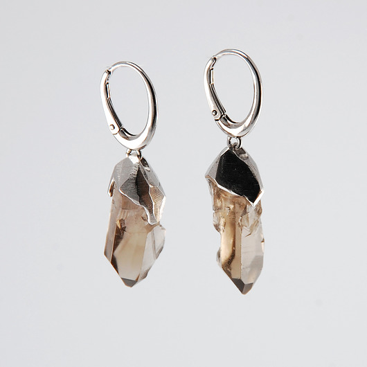 kolczyki srebrne Kolczyki srebrne z kwarcem dymnym