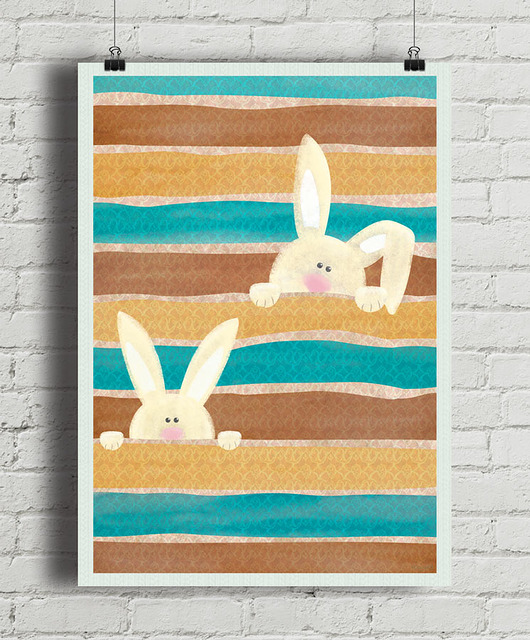 Kolorowe króliki - plakat fine art, giclee minimalmill