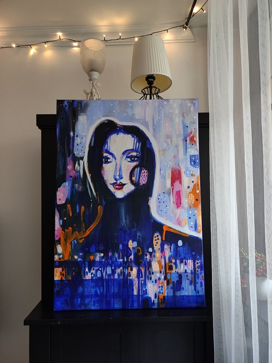obrazy Obraz na zamówienie kupującego - Pani w krainie kropek - 100x70 cm