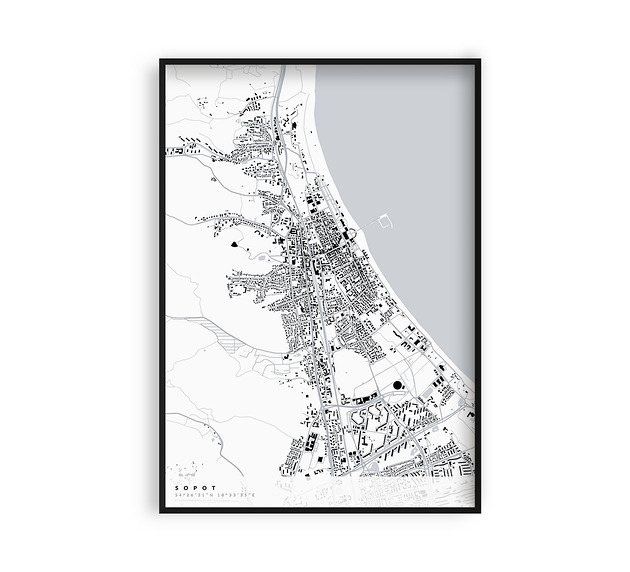 plakaty Sopot - mapa miasta  plakat z mapą Sopotu