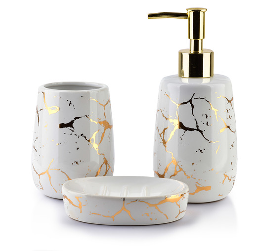 Zestaw Łazienkowy Ceramiczny Elegance White MIA home