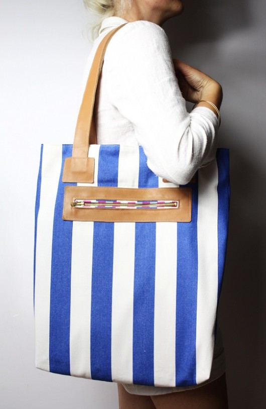 Torba XL stripes & leather  Zuzia Górska