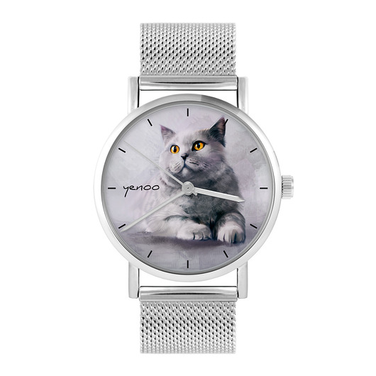zegarki unisex Zegarek - Brytyjski kot - bransoleta mesh