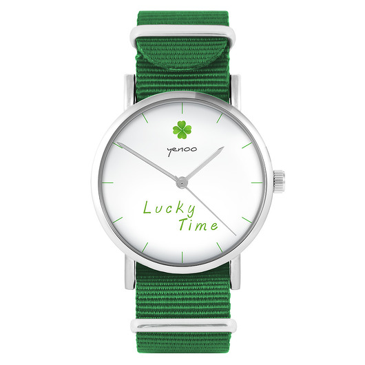 zegarki unisex Zegarek - Lucky time - zielony, nylonowy