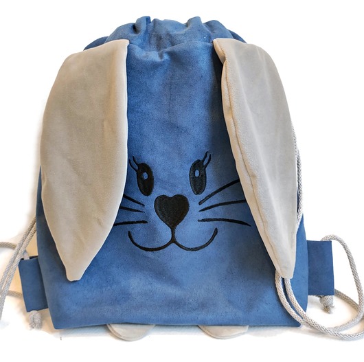 torebki, worki i plecaki dziecięce Worek niebieski dla przedszkolaka z imieniem zajączek uszy
