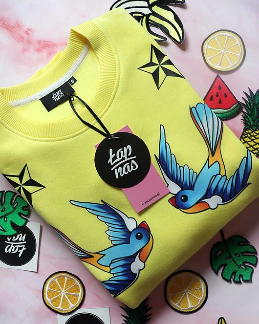 Żółta Bluza z jaskółkami Stars and sparrows ŁAP NAS