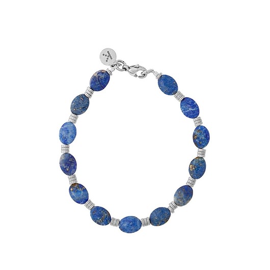 bransoletki z kamieni naturalnych Bransoletka Lapis Lazuli x Hematyt - -srebrne hematyty - Srebrna stal szlachetna