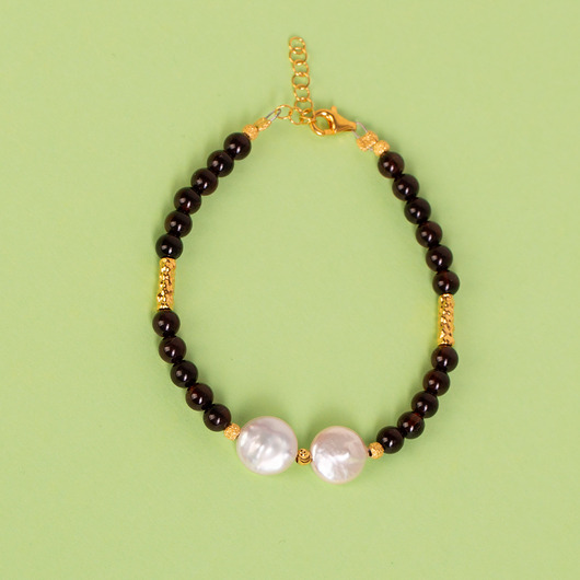 bransoletki - inne Bransoletka z bursztynem i perłami