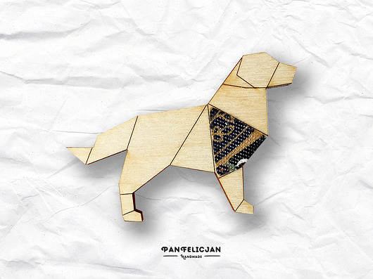 broszka origami - golden retriever PanFelicjan
