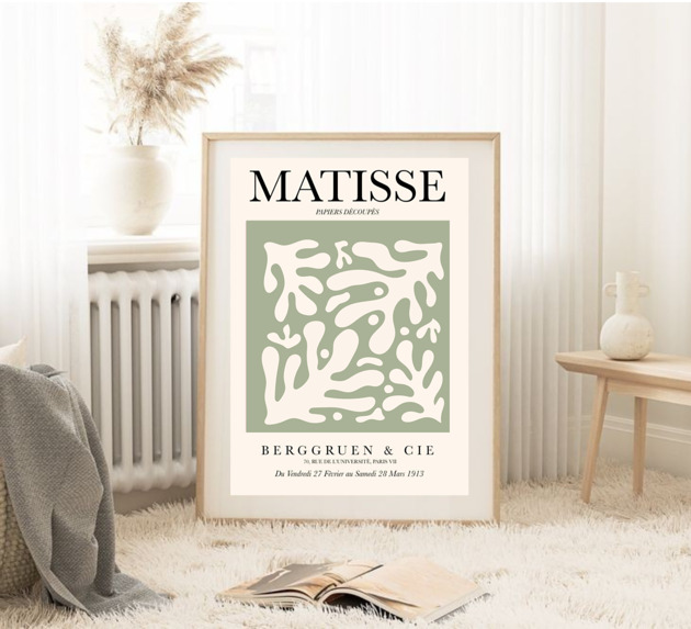 plakaty PLAKAT abstrakcyjny Matisse zielony beżowy