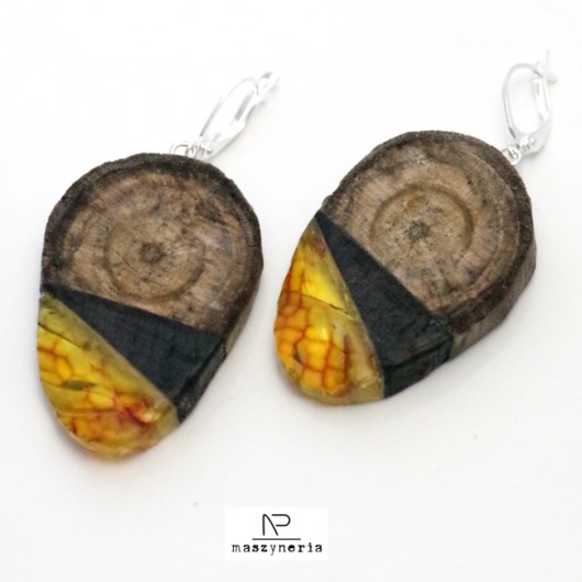 Wood&Amber Kolczyki Dryfowe Maszyneria