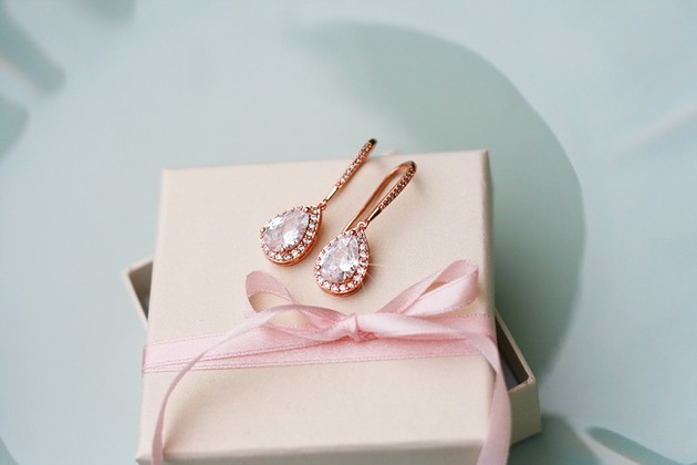 Kolczyki ślubne - Rose Gold - AnemoneDream