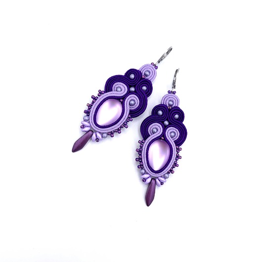 kolczyki soutache Amaya kolczyki sutasz fioletowe wiosenne lekkie