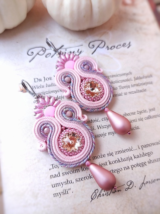 kolczyki soutache Millie Pink kolczyki sutasz różowe małe