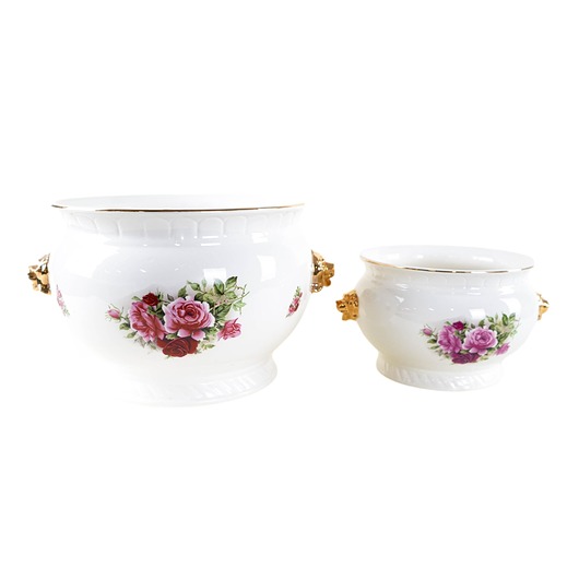 miski i misy Para ceramicznych waz dekoracyjnych z uchwytami w stylu Art Deco