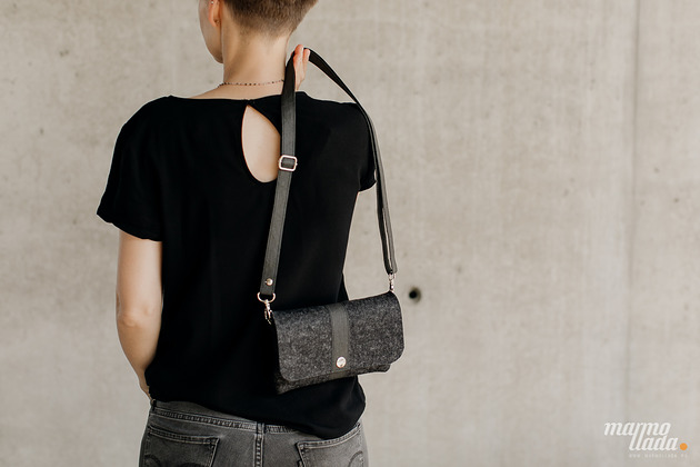 saszetka nerka Marmollada - torebka filcowa nerka GRAFITOWA + c