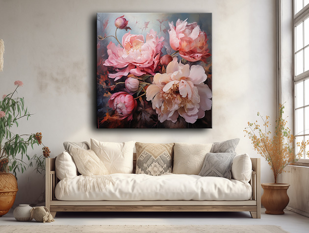 plakaty Peonie - Plakat - Olej, Boho, Abstrakcja