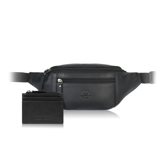 torby i nerki męskie Saszetka nerka męska AY-28 i etui na karty AY-17 zestaw upominkowy ZUP-156-BL