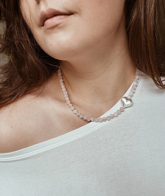 srebrne naszyjniki Naszyjnik Kwarc Różowy Serce