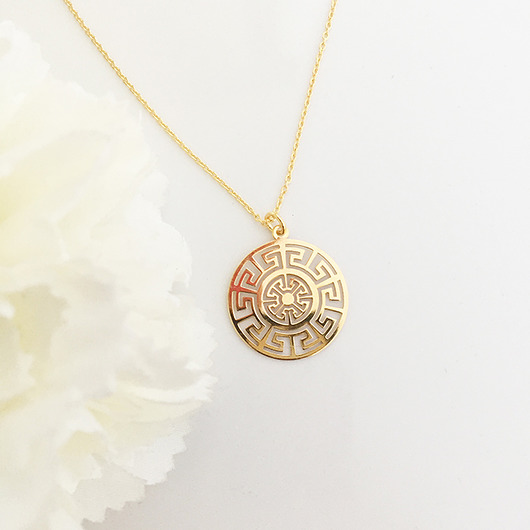 złote naszyjniki Grecki Naszyjnik z meandrem, grecki wzór