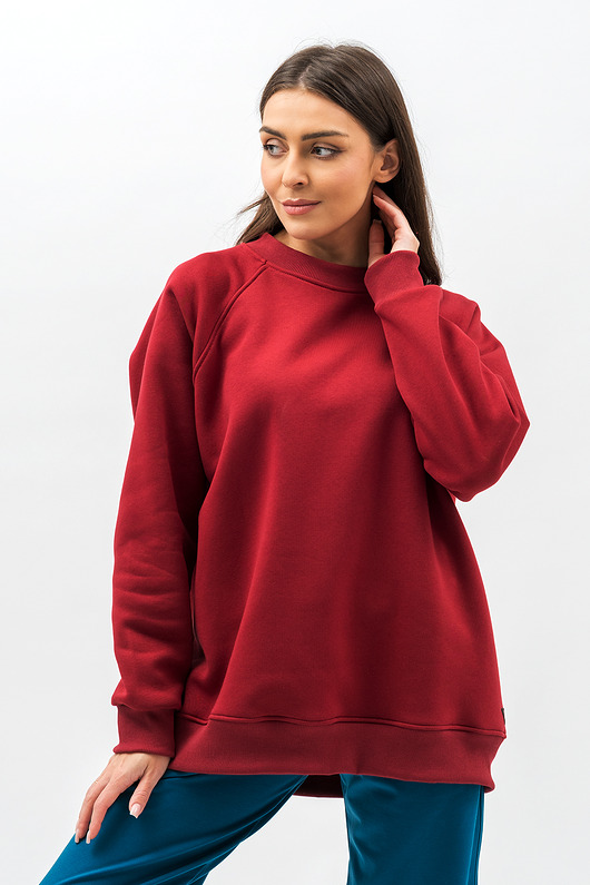 bluza bez kaptura damska Bluza basic ciepła ,,SEDA" bordo