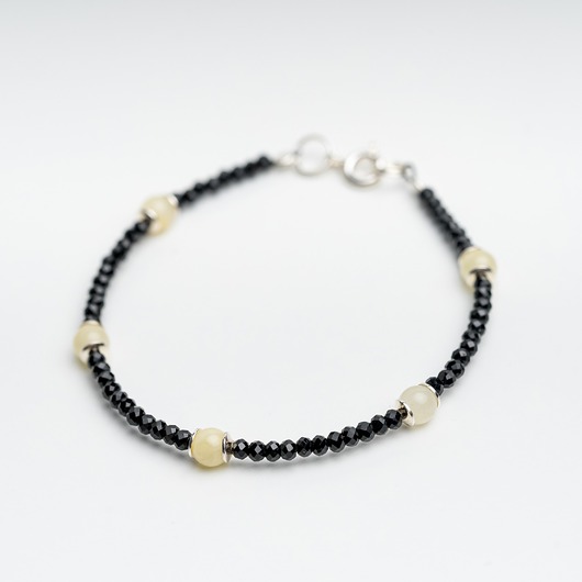 bransoletki z kamieni naturalnych Bransoletka OCHRONA z czarnego turmalinu i bursztynu