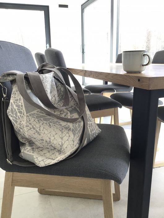 torby na ramię Torba hobo XXL - print ażurowe liście