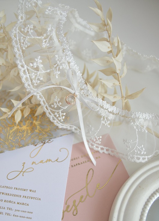 Romantyczna podwiązka ivory Anelis Atelier