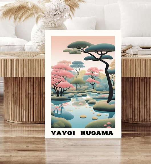 grafiki i ilustracje PLAKAT dekoracyjny Japonia Yayoi Kusama,  pastelowa ilustracja