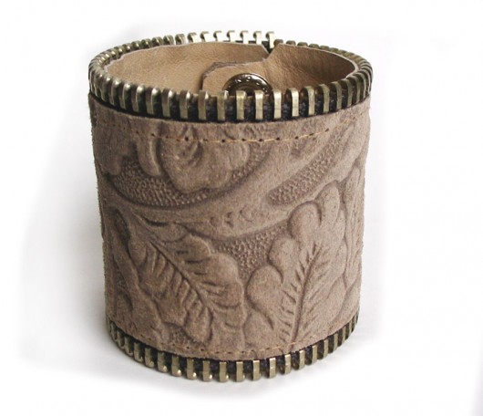 Skórzana bransoleta ornament ZIP Mikashka