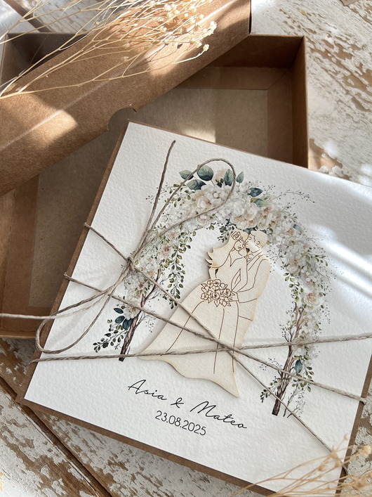 zaproszenia i kartki na ślub Kartka ślubna z personalizacją ręcznie robiona - Kartka na ślub