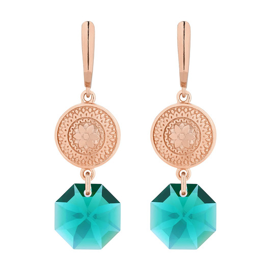kolczyki swarovski Złote kolczyki z medalionami i SWAROVSKICRYSTAL