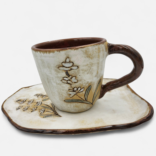 kubki Lawendowa filiżanka z podstawkiem