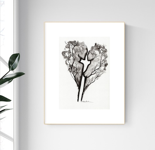 grafika 21 x 30 cm  wykonana ręcznie, abstrakcja Krystyna Siwek Art