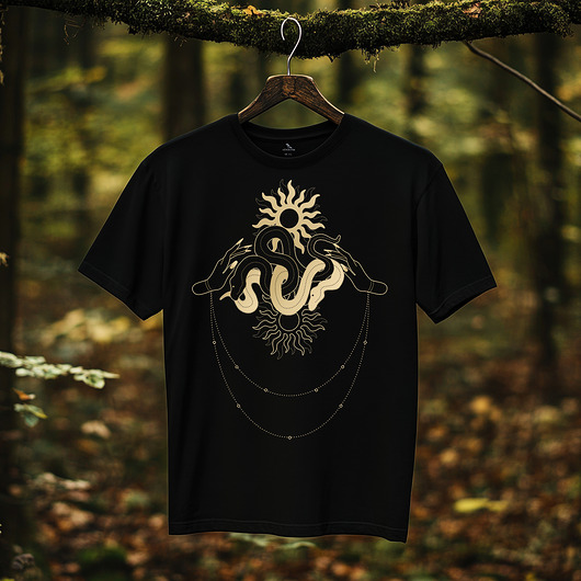 t-shirty męskie Koszulka - Alchemia Symboli, Taniec węży, Gwiezdny ornament #20
