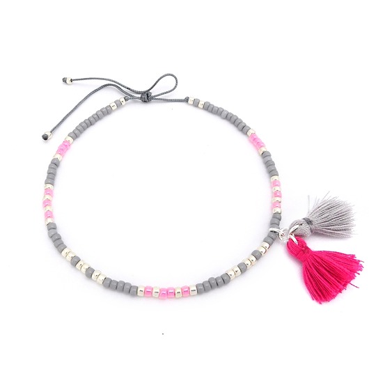 Bransoletka na kostkę - Powder Pink Ilovehandmade
