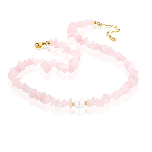 korale Naszyjnik z kamieni naturalnych - kwarc różowy